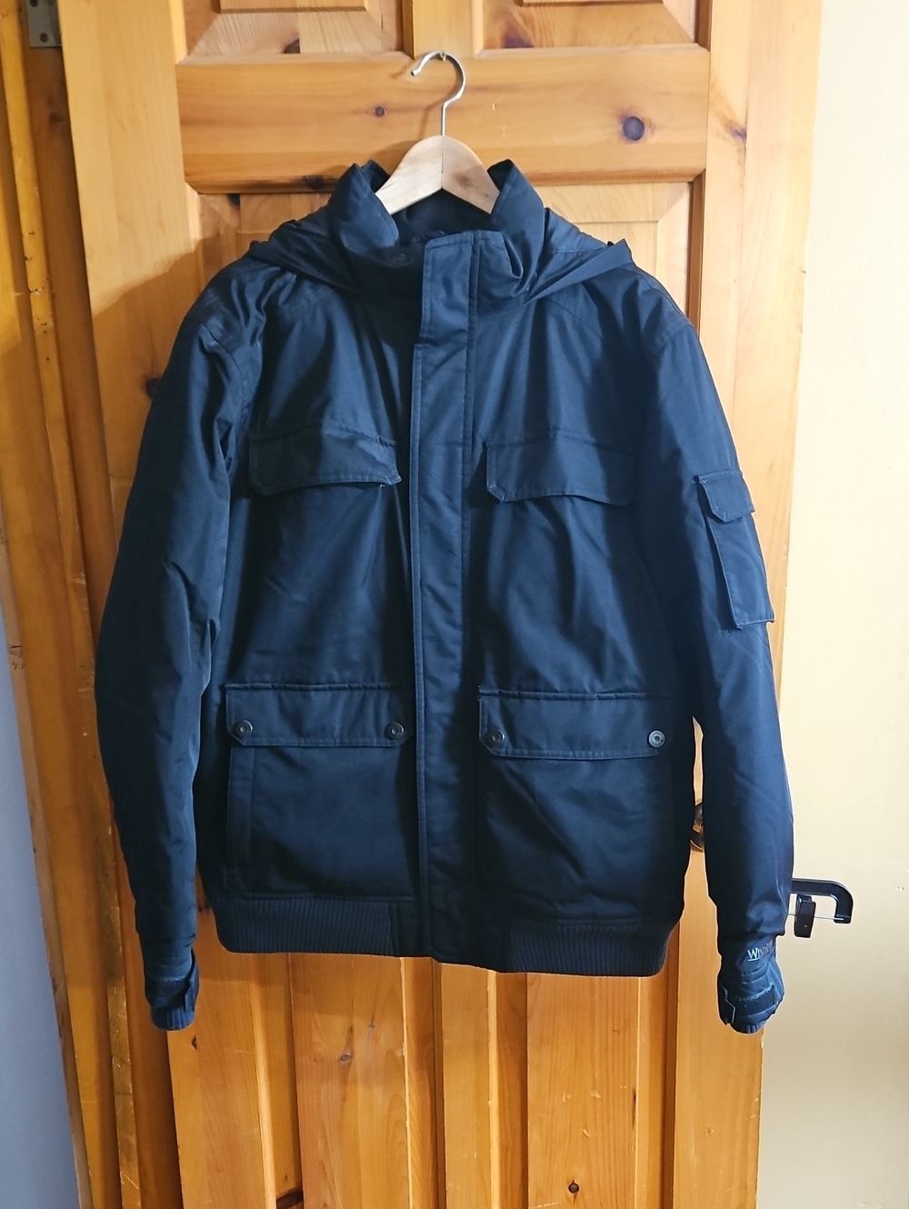 Men's Black Hooded Military Field Jacket